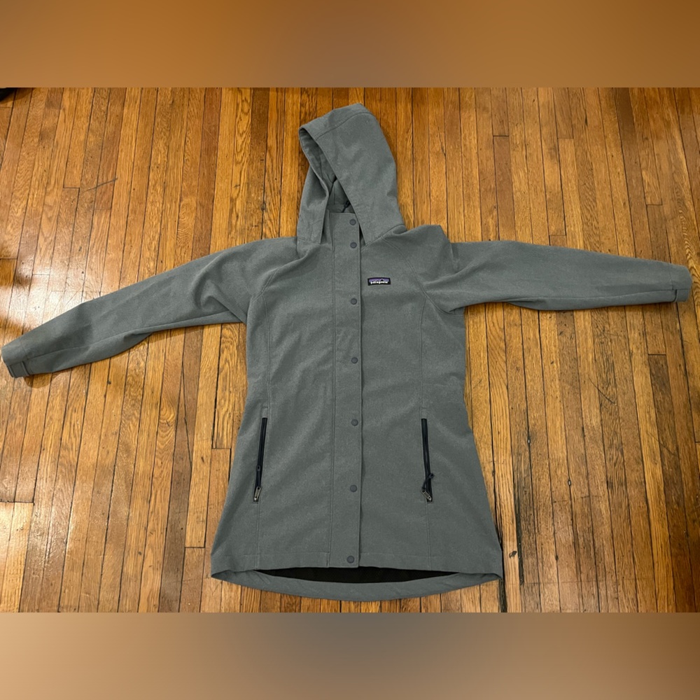 Patagonia Adze Parka Hoody Jacket Worn Wear Women’s Small Grey Full Zip Fleece